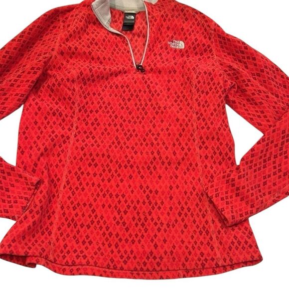 The north face red with diamonds fleece quarters zip size large - Picture 1 of 9